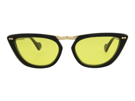 Gucci Mens Cat Eye Black Black Yellow Fashion Designer Eyewear Online now