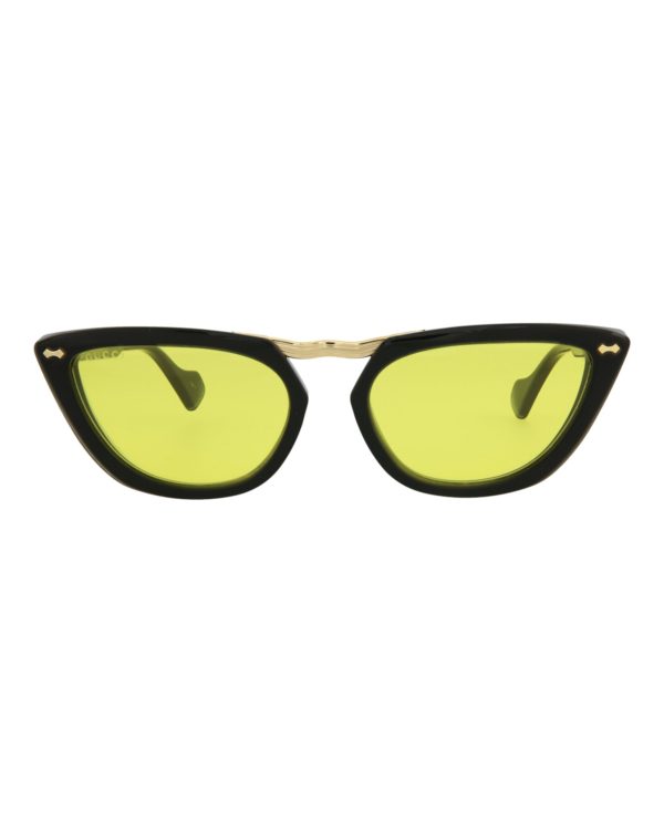 Gucci Mens Cat Eye Black Black Yellow Fashion Designer Eyewear Online now