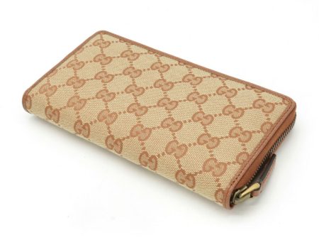 GUCCI Gucci GG Canvas NY Yankees Model MLB Major League Collaboration Round Long Wallet Khaki Beige Brick Red 547791 Fashion