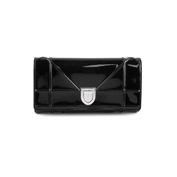 Christian Dior Diorama Black Patent Wallet On Chain WOC Online Hot Sale