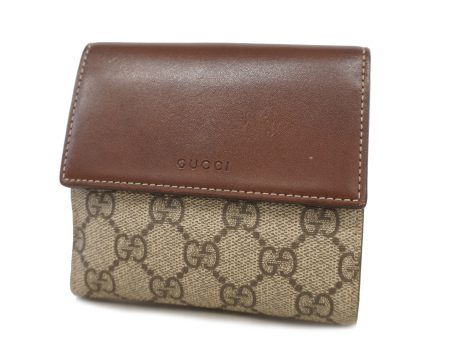 Gucci Bifold Wallet 410104 GG Supreme Leather Beige Brown Gold metal For Sale