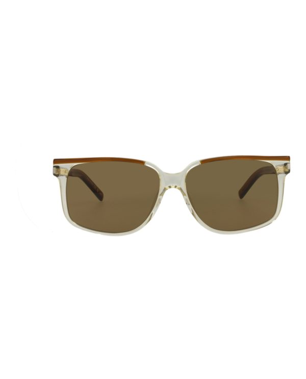 Saint Laurent Mens Square Rectangle Brown Brown Brown Fashion Designer Eyewear Online Sale