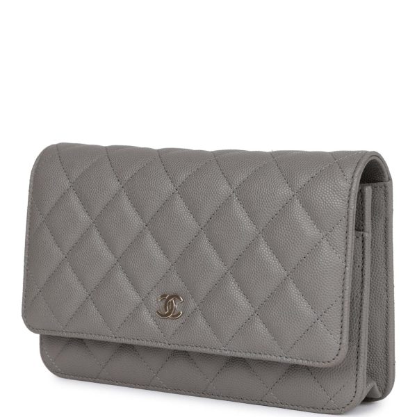 Chanel Wallet on Chain WOC Grey Caviar Light Gold Hardware Fashion