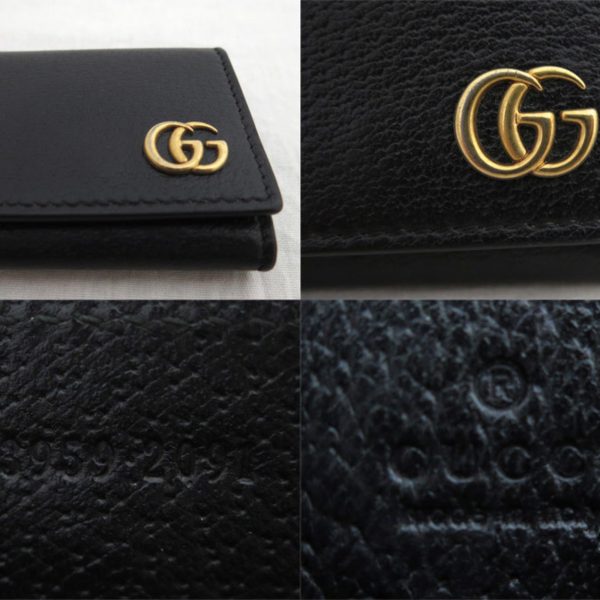 GUCCI coin case wallet GG Marmont leather metal black x gold unisex 473959 Hot on Sale