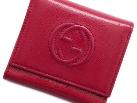 GUCCI Soho Tri-fold Wallet Pink 351485 Patent Leather Sale