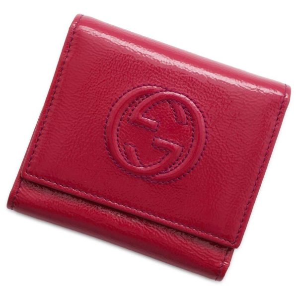 GUCCI Soho Tri-fold Wallet Pink 351485 Patent Leather Sale