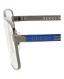 Gucci Mens Square Rectangle Ruthenium Blue Transparent Fashion Designer Eyewear Online Sale