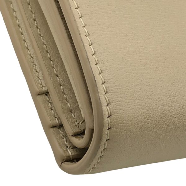 CELINE Tri-fold wallet leather beige Compact wallet Small trifold Women Used Online Sale