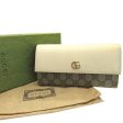 GUCCI GG Marmont 456116 Continental Supreme Leather Beige Ivory Bifold Long Wallet Cheap