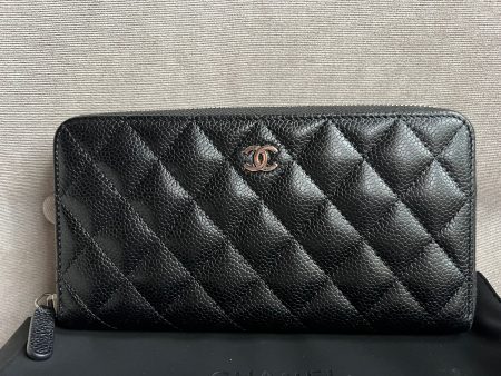 Chanel Black Caviar Classic Long Zipped wallet with Silver Hardware (RRP £1150) Cheap