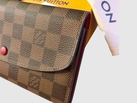 LOUIS VUITTON 2021 Damier Ebene Emilie Wallet In Rouge Online now