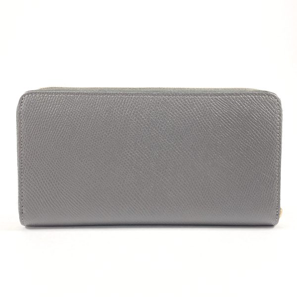 CELINE Long Wallet Purse 10B55 leather gray Large Zip Around Women Used Discount