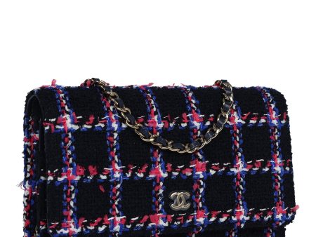 Chanel Wallet On Chain WOC Navy Multicolored Tweed Gold Hardware For Cheap