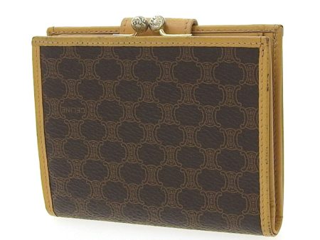 Celine Macadam Logo Folding Wallet Leather Brown M13 Vintage For Cheap