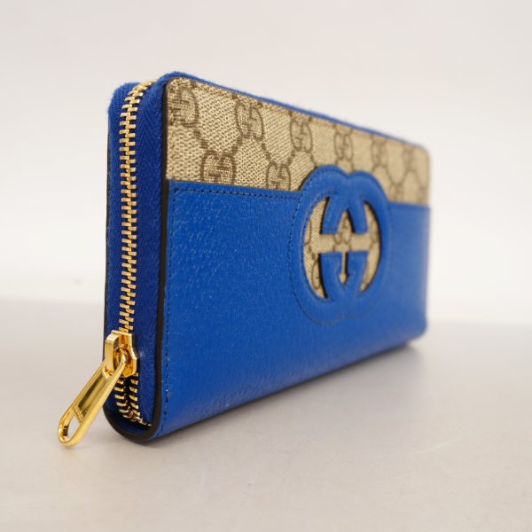 Gucci Bifold Long Wallet Interlocking G 701423 Women s GG Supreme,Leather Long Wallet (bi-fold) Blue Fashion