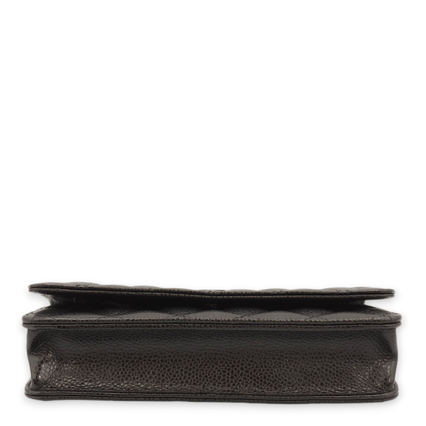 Classic Black Wallet On Chain in Caviar Leather, Palladium hardware For Sale