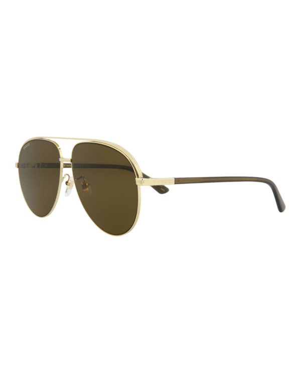 Gucci Mens Aviator Gold Gold Brown Fashion Designer Eyewear Online