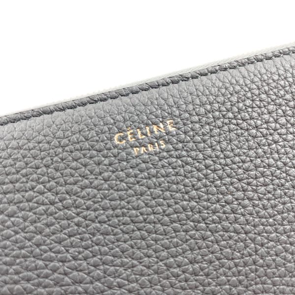 CELINE Long Wallet Purse 105003 leather gray Zip Around Large Zipped Multi-Function Women Used on Sale