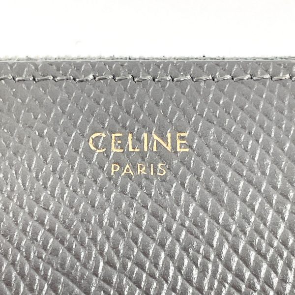 CELINE Long Wallet Purse 10B55 leather gray Large Zip Around Women Used Discount