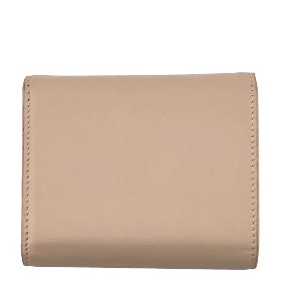 CELINE Tri-fold wallet leather beige Compact wallet Small trifold Women Used Online Sale