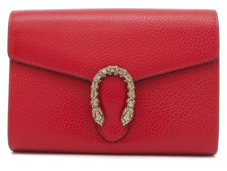 GUCCI Dionysus Chain Wallet Red 401231 Leather Rhinestone Discount