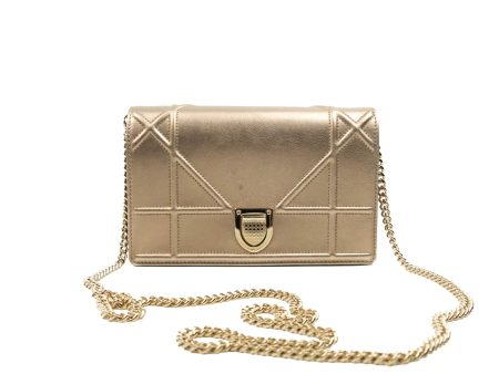 Christian Dior Diorama Wallet on Chain Metallic Rose Gold Calfskin Gold Hardware Online Sale