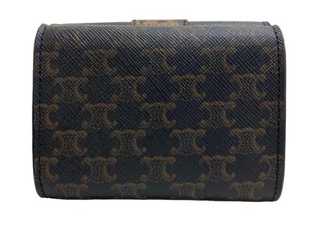 CELINE Tri-fold wallet leather Brown Trifold wallet Leopard Women Used Online now