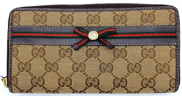 Gucci Wallet Gg Canvas Beige Brown Online Hot Sale