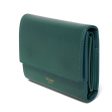 CELINE Tri-fold wallet 10B573CQP.30GS Shiny calfskin Green smoke New logo Small trifold wallet Women(Unisex) Used For Cheap