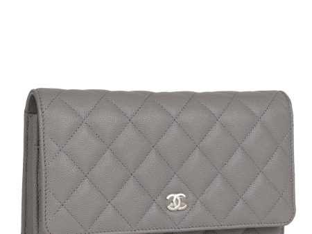 Chanel Wallet on Chain WOC Grey Caviar Light Gold Hardware Fashion