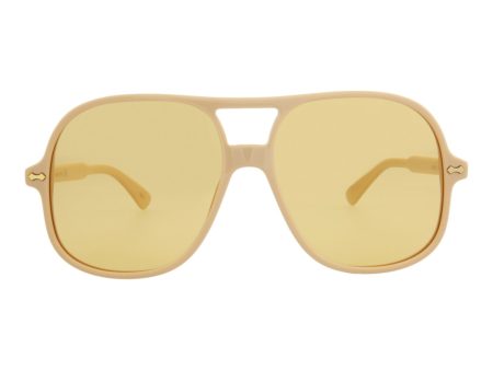 Gucci Mens Aviator Ivory Yellow Fashion Designer Eyewear For Sale