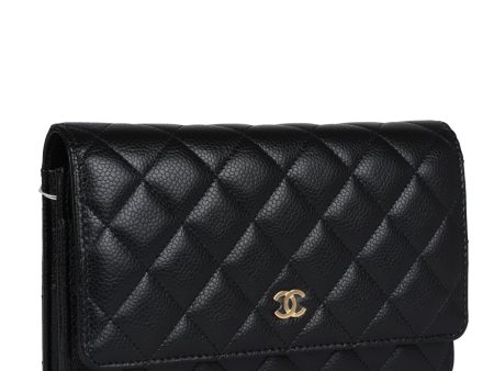 Chanel Wallet On Chain WOC Black Caviar Gold Hardware For Cheap