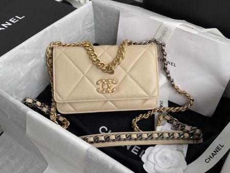 CHANEL 19 Wallet on chain WOC beige For Discount