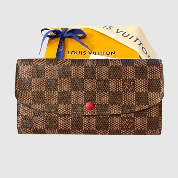 LOUIS VUITTON 2021 Damier Ebene Emilie Wallet In Rouge Online now