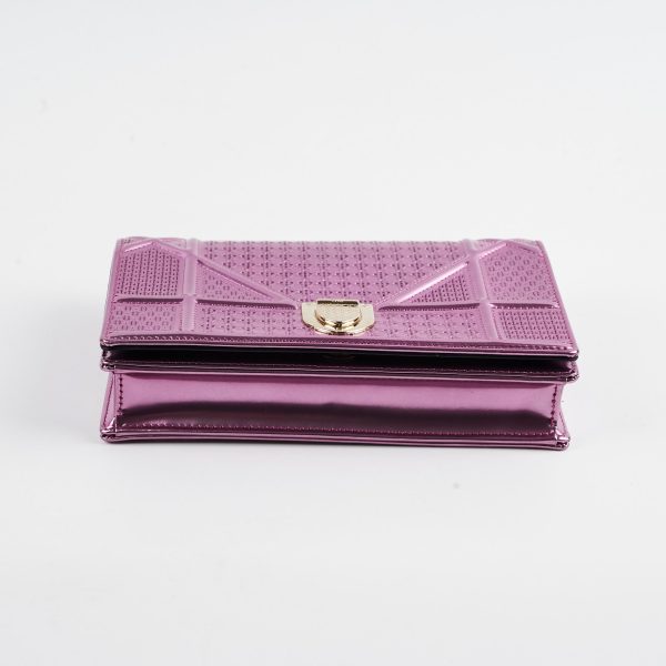 Christian Dior Diorama Wallet on chain WOC Pink Metallic Online now