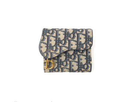 Christian Dior Saddle Small Flap Wallet Blue Dior Oblique Jacquard Discount