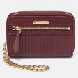 BURBERRY Burgundy Leather Double Zip Compact Wallet Online Hot Sale