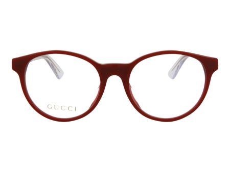 Gucci Mens Round Oval Burgundy Burgundy Transparent Fashion Designer Eyewear Discount