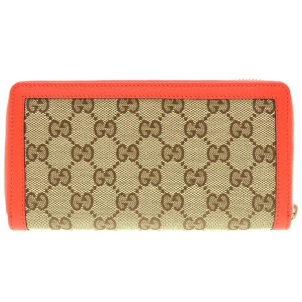 GUCCI GG Canvas Beige Orange 388637 Round Long Wallet Discount