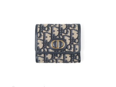 Christian Dior 30 Montaigne Blue Oblique Jacquard Wallet Sale