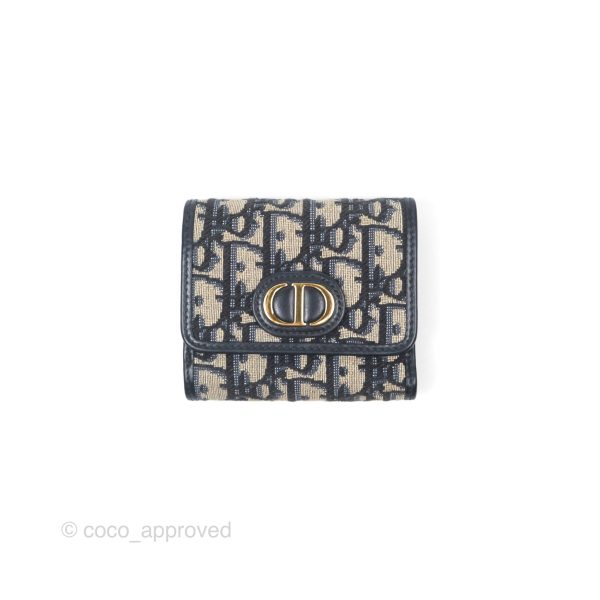 Christian Dior 30 Montaigne Blue Oblique Jacquard Wallet Sale