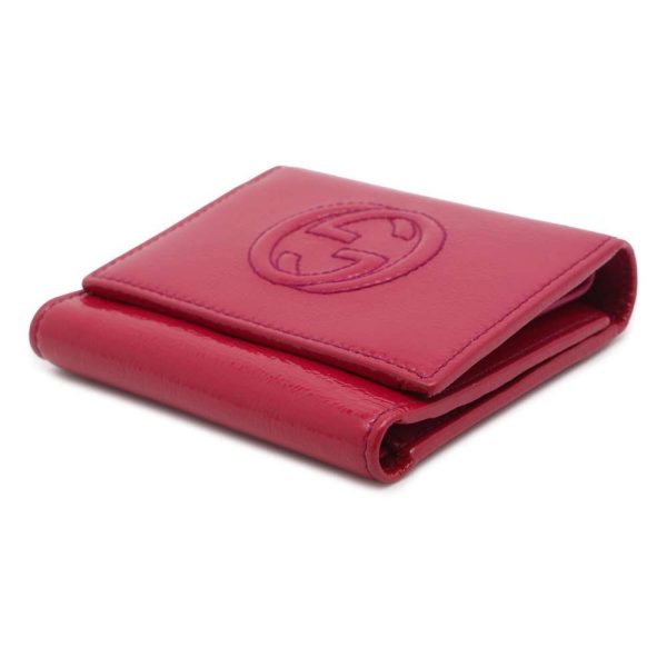 GUCCI Soho Tri-fold Wallet Pink 351485 Patent Leather Sale