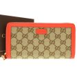 GUCCI GG Canvas Beige Orange 388637 Round Long Wallet Discount