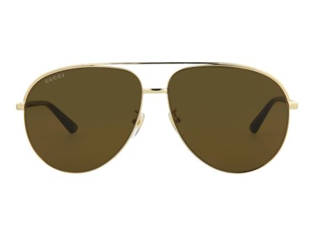 Gucci Mens Aviator Gold Gold Brown Fashion Designer Eyewear Online