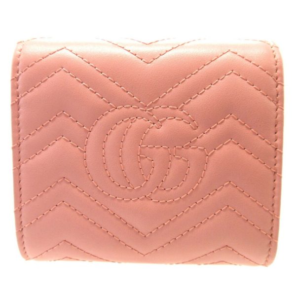 GUCCI GG Marmont 598629 Leather Pink Bifold Wallet For Discount