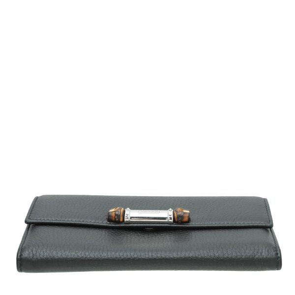 Gucci Black Bamboo Continental Wallet Hot on Sale