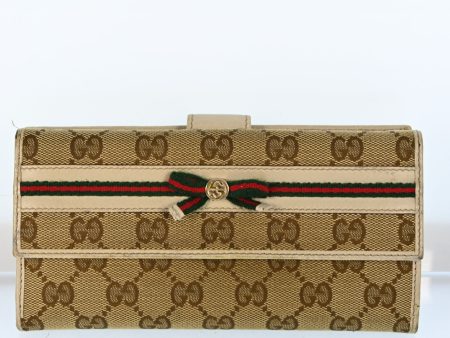 Gucci Gg Canvas Leather Long Wallet Cheap