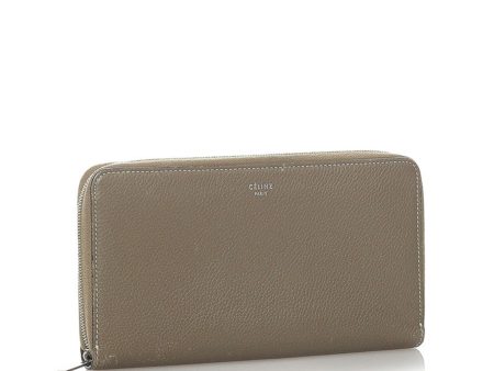 Celine round long wallet graige leather ladies Celine For Sale