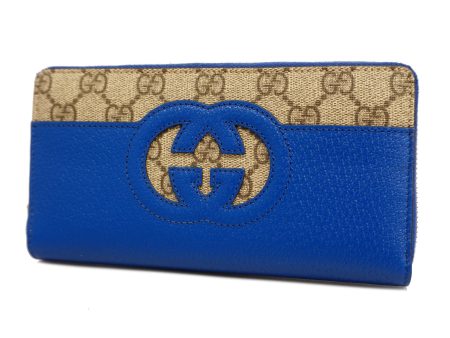 Gucci Bifold Long Wallet Interlocking G 701423 Women s GG Supreme,Leather Long Wallet (bi-fold) Blue Fashion