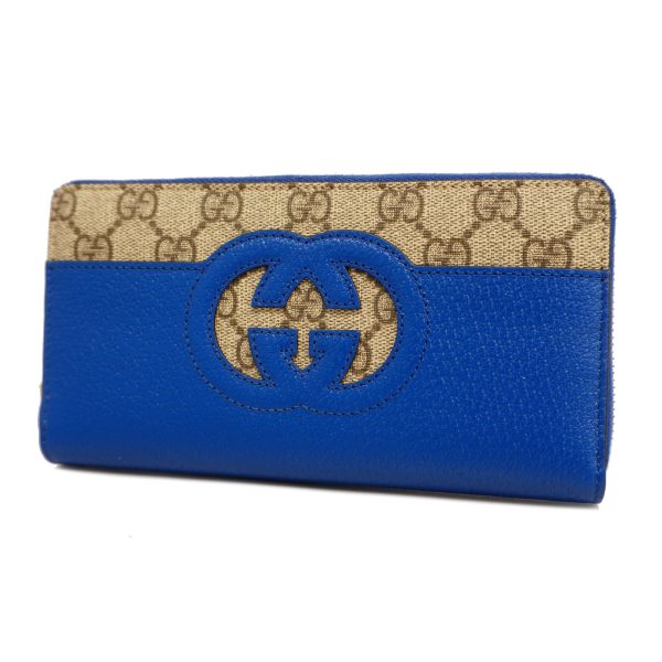 Gucci Bifold Long Wallet Interlocking G 701423 Women s GG Supreme,Leather Long Wallet (bi-fold) Blue Fashion